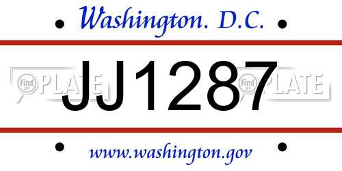 JJ1287 District Of Columbia License Plate