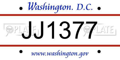 JJ1377 District Of Columbia License Plate