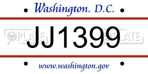 JJ1399 District Of Columbia License Plate