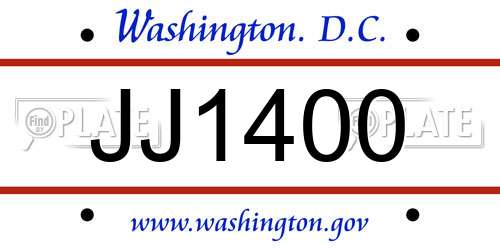 JJ1400 District Of Columbia License Plate
