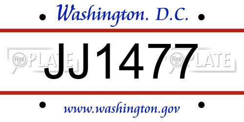 JJ1477 District Of Columbia License Plate