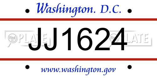 JJ1624 District Of Columbia License Plate