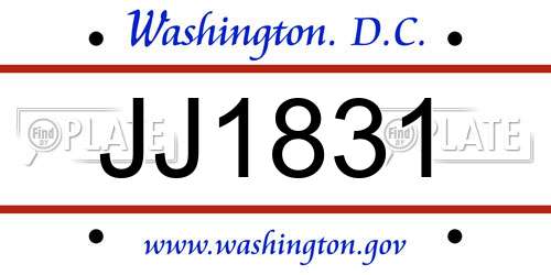 JJ1831 District Of Columbia License Plate