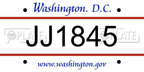 JJ1845 District Of Columbia License Plate