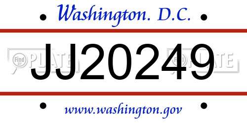 JJ20249 District Of Columbia License Plate