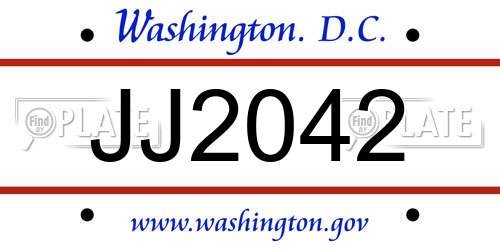 JJ2042 District Of Columbia License Plate