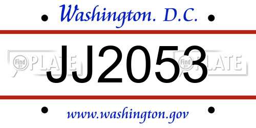 JJ2053 District Of Columbia License Plate