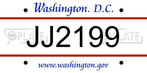JJ2199 District Of Columbia License Plate