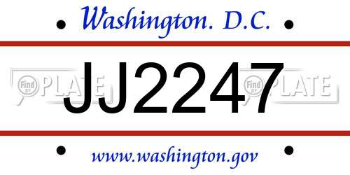 JJ2247 District Of Columbia License Plate