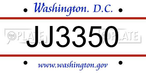 JJ3350 District Of Columbia License Plate