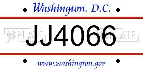JJ4066 District Of Columbia License Plate