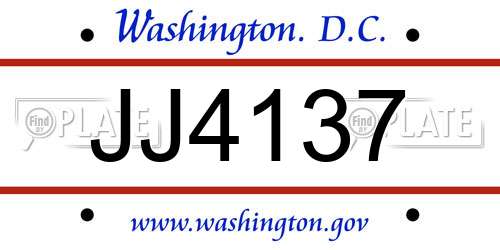 JJ4137 District Of Columbia License Plate