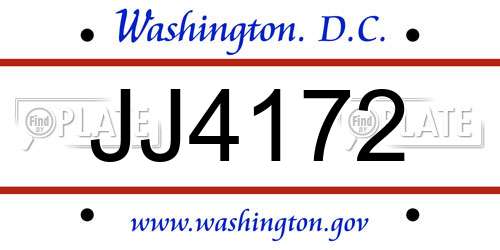 JJ4172 District Of Columbia License Plate