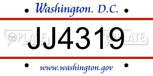 JJ4319 District Of Columbia License Plate
