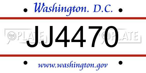 JJ4470 District Of Columbia License Plate