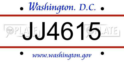 JJ4615 District Of Columbia License Plate