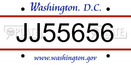 JJ55656 District Of Columbia License Plate