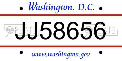 JJ58656 District Of Columbia License Plate