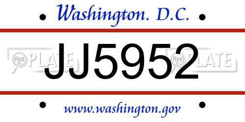 JJ5952 District Of Columbia License Plate