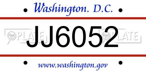 JJ6052 District Of Columbia License Plate