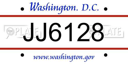 JJ6128 District Of Columbia License Plate