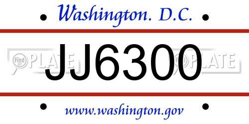 JJ6300 District Of Columbia License Plate