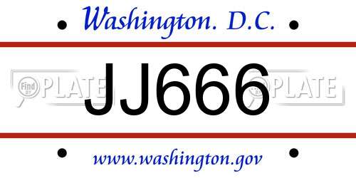 JJ666 District Of Columbia License Plate