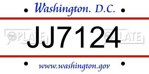 JJ7124 District Of Columbia License Plate