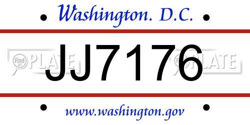 JJ7176 District Of Columbia License Plate