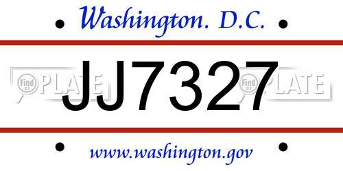 JJ7327 District Of Columbia License Plate