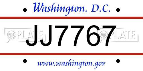 JJ7767 District Of Columbia License Plate