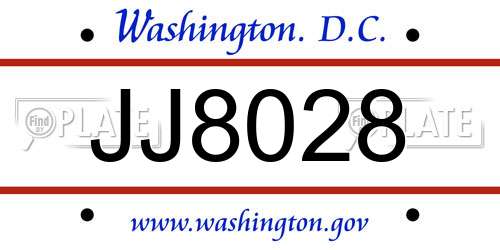 JJ8028 District Of Columbia License Plate
