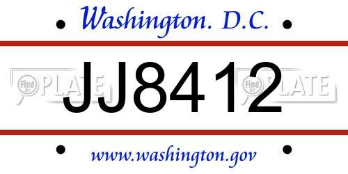 JJ8412 District Of Columbia License Plate