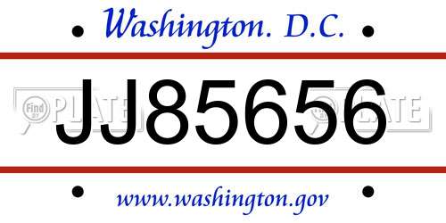 JJ85656 District Of Columbia License Plate