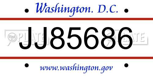 JJ85686 District Of Columbia License Plate