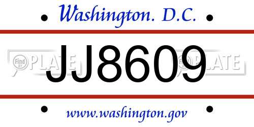 JJ8609 District Of Columbia License Plate