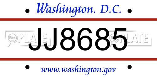 JJ8685 District Of Columbia License Plate