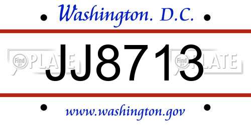 JJ8713 District Of Columbia License Plate