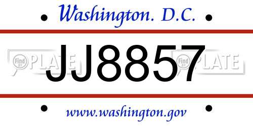 JJ8857 District Of Columbia License Plate