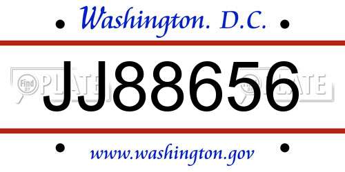 JJ88656 District Of Columbia License Plate