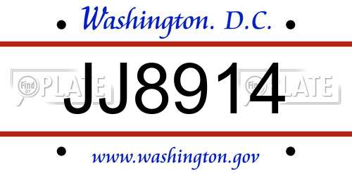 JJ8914 District Of Columbia License Plate