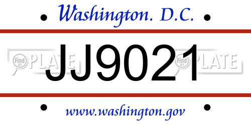 JJ9021 District Of Columbia License Plate
