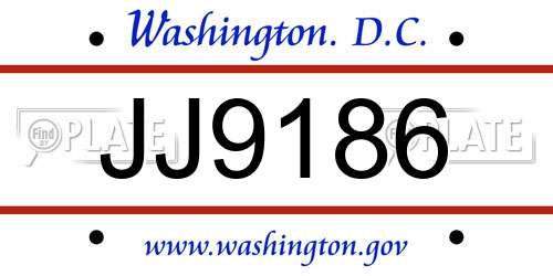 JJ9186 District Of Columbia License Plate