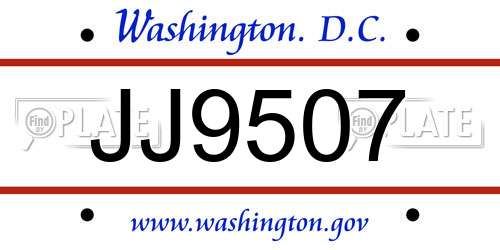 JJ9507 District Of Columbia License Plate