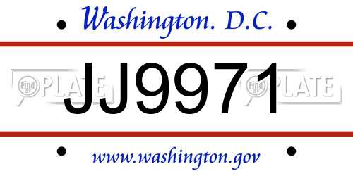 JJ9971 District Of Columbia License Plate