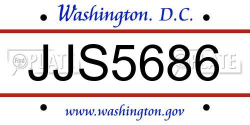 JJS5686 District Of Columbia License Plate