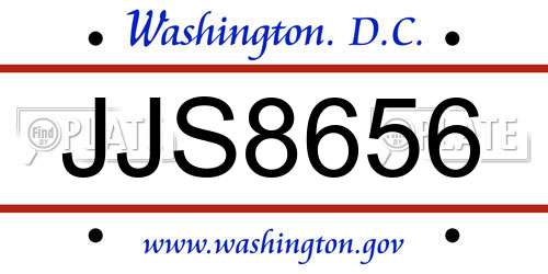 JJS8656 District Of Columbia License Plate