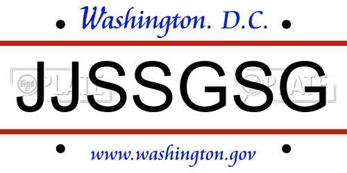 JJSSGSG District Of Columbia License Plate