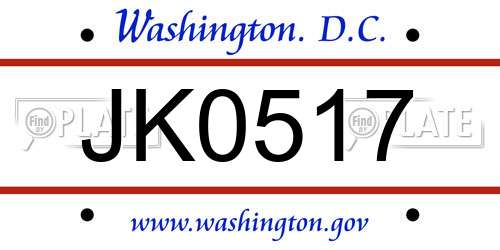 JK0517 District Of Columbia License Plate