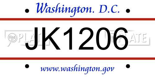 JK1206 District Of Columbia License Plate